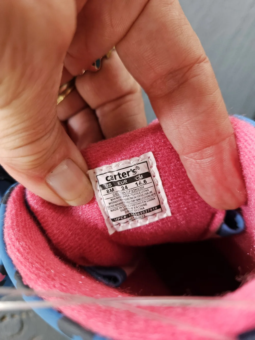 Carter's Navy Blue Floral Kids Boots with Pink Lining